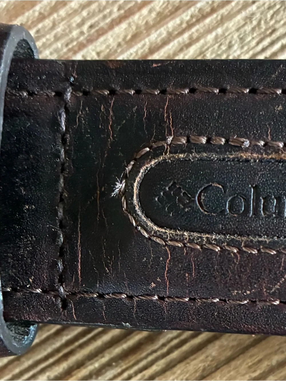 Columbia Leather Belt Silver Hardware Gorpcore Versatile Casual Size 36 Brown